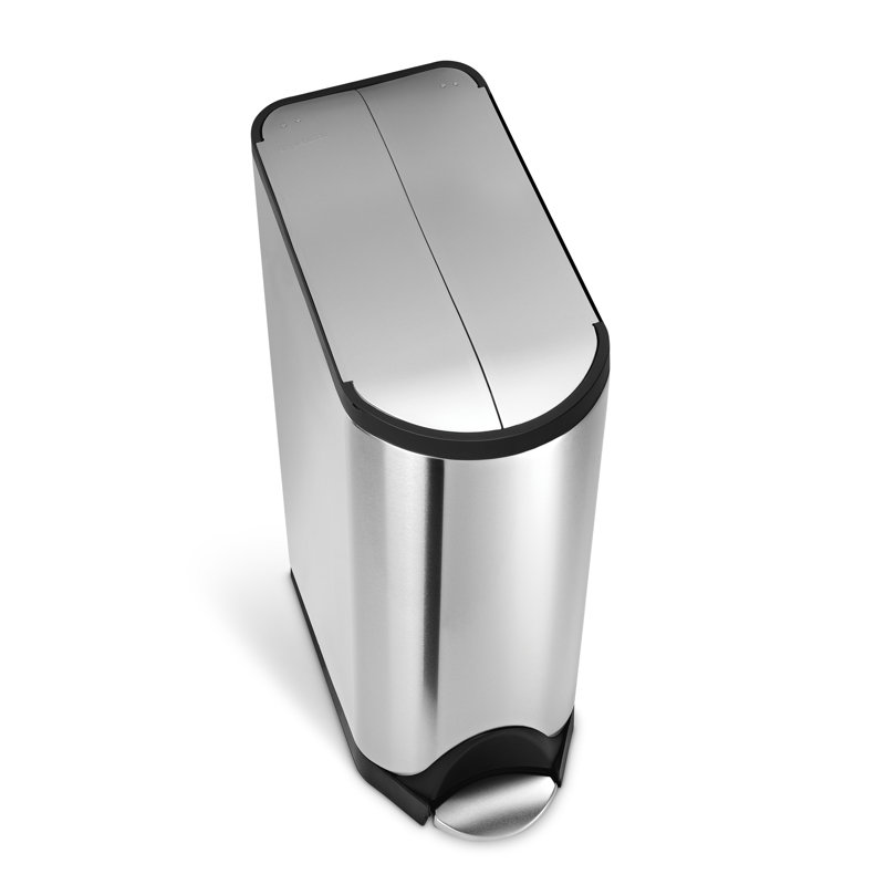 simplehuman 40 Liter / 10.6 Gallon Dual Compartment Butterfly Lid Kitchen Recycling Step Trash Can