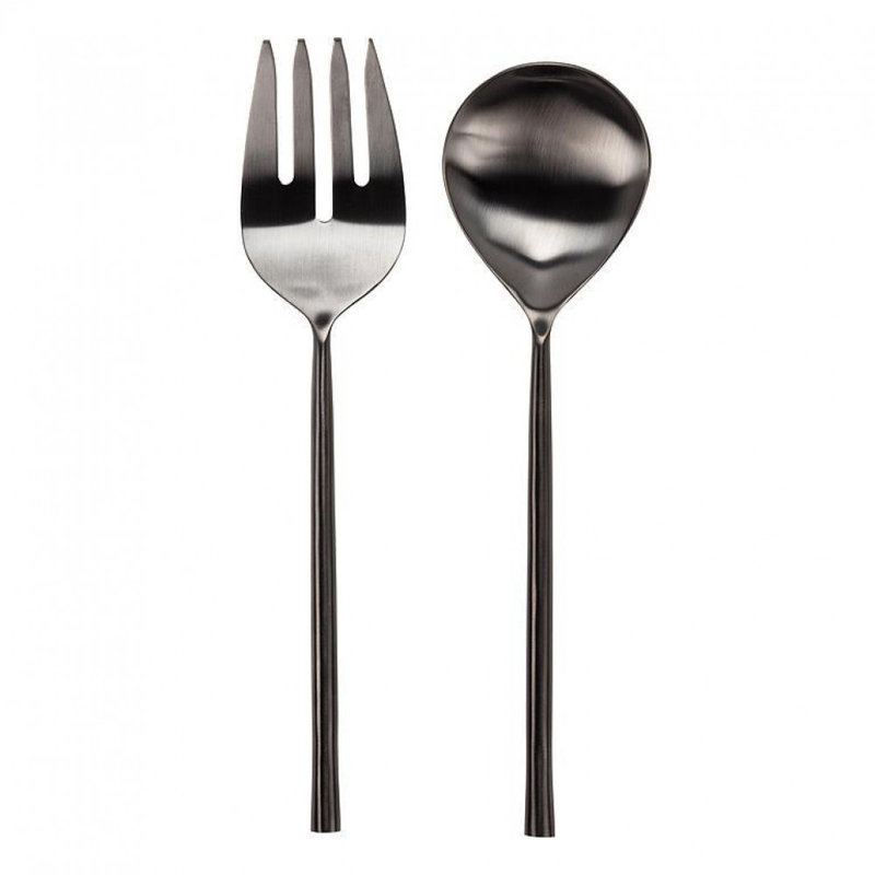 Matte Black Finish Salad Serving Utensils