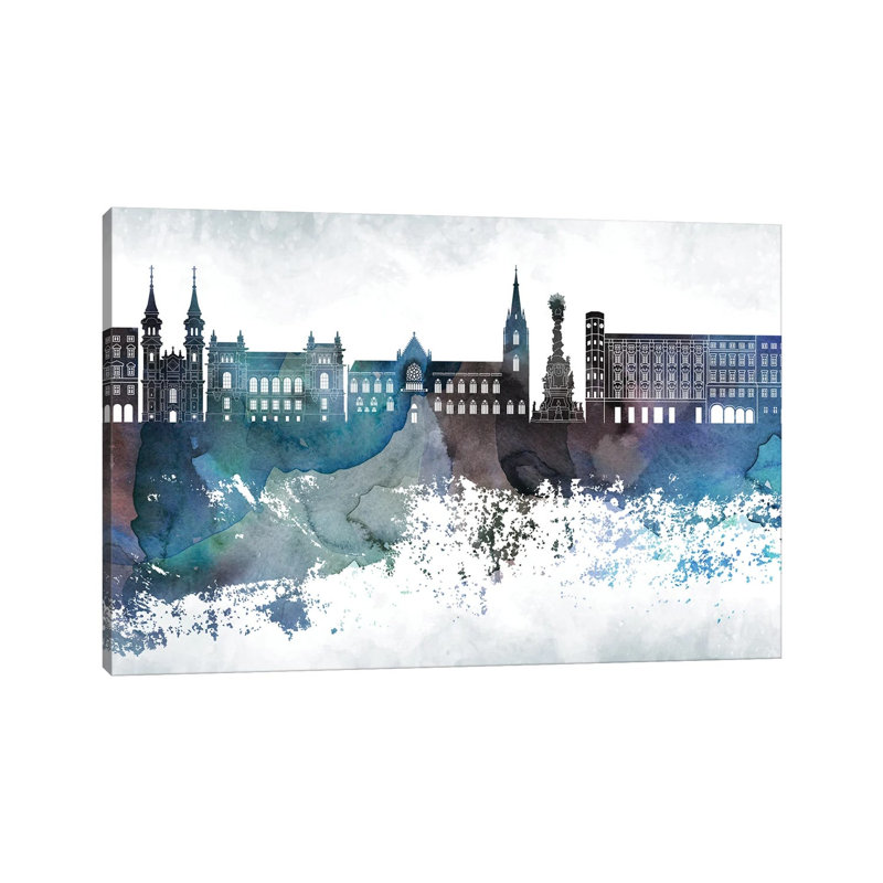 Linz Bluish Skyline by WallDecorAddict - Wrapped Canvas Print, 66.04 cm H x 45.72 cm W x 3.175 cm D