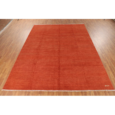 Tapis orange en laine Gabbeh 9 x 12