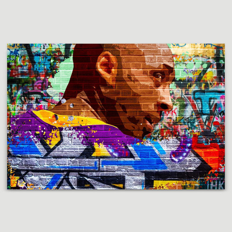Inspirant Kobe Bryant, peinture abstraite, graffiti et art urbain, pop art moderne urbain multicolore sur toile, Toile tendue