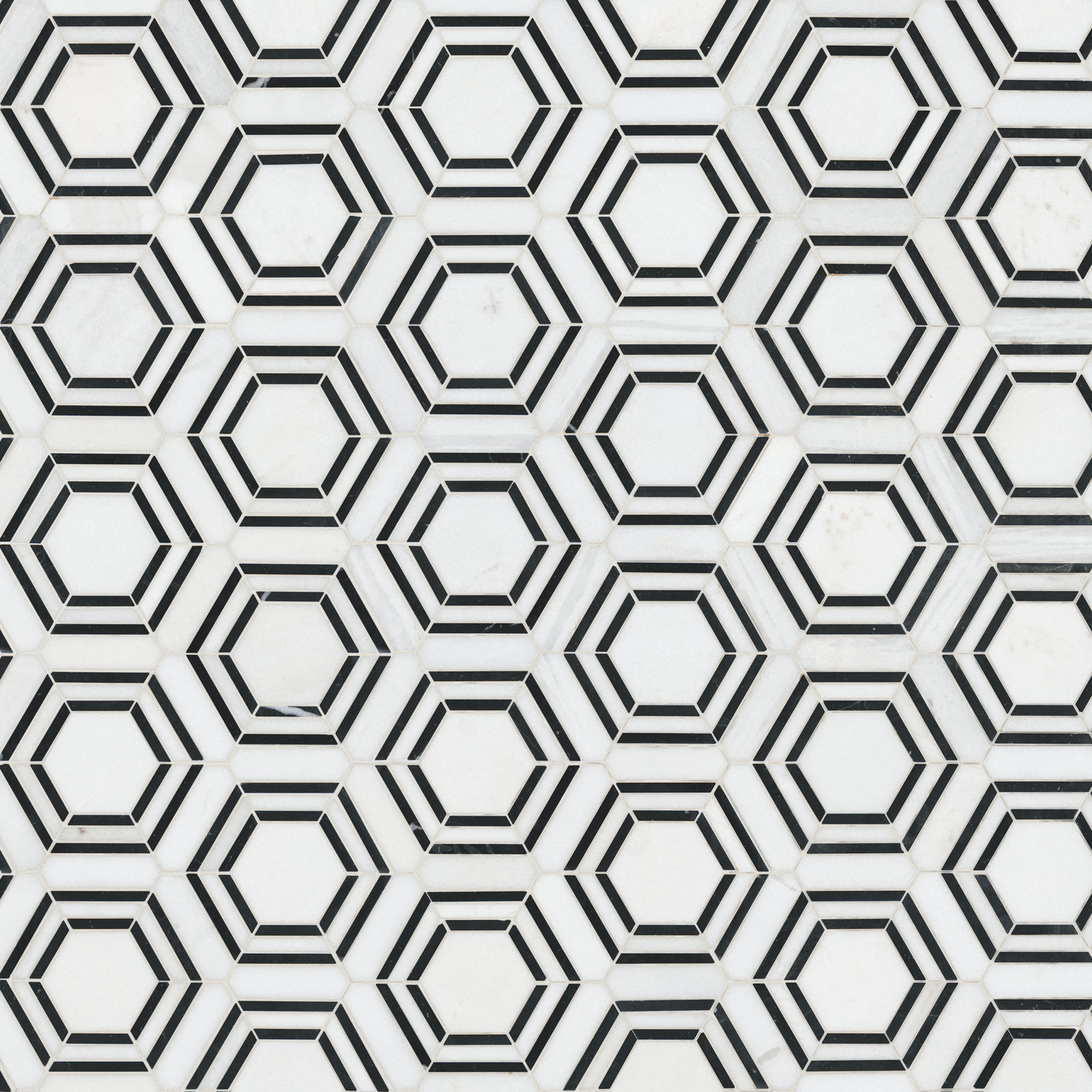 Ackland Lattice Fog Geometric 11 in. x 13 in. Polished Marble Mosaic Floor and Wall Tile, Lattice Noir