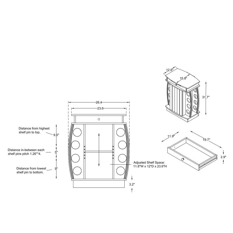 Laxami 26.4'' Bar Cabinet