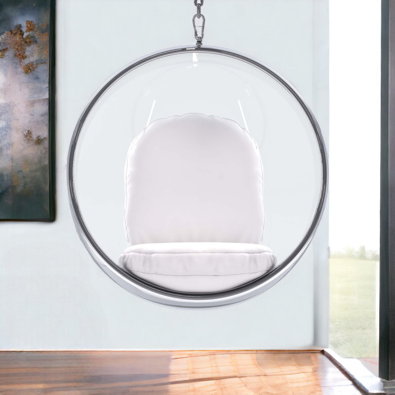 Fauteuil ballon 42 po en similicuir blanc