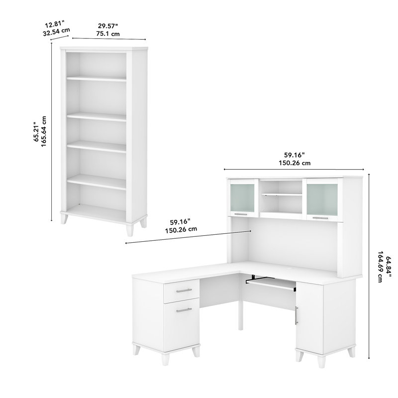 Magomed 3 Piece Computer Desk Office Set, White