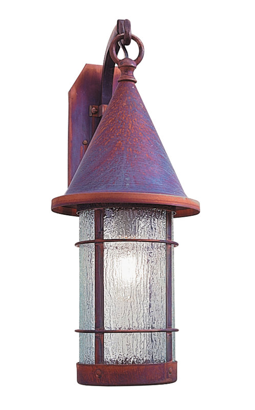 Lanterne murale d'extérieur 1 lumière Valencia, H 28,63 po x l 11,25 po x P 17,25 po, Brun rustique, Mica amande