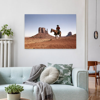 1960S Navajo Man On Horse Monument Valley Navajo Nation Reservation Classic Retro Vintage Horse Animal Portrait Wall Art