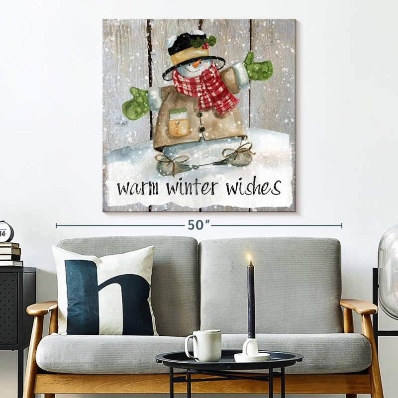 Bonhomme de neige, vœux d'hiver, H 33 po x l 33 po
