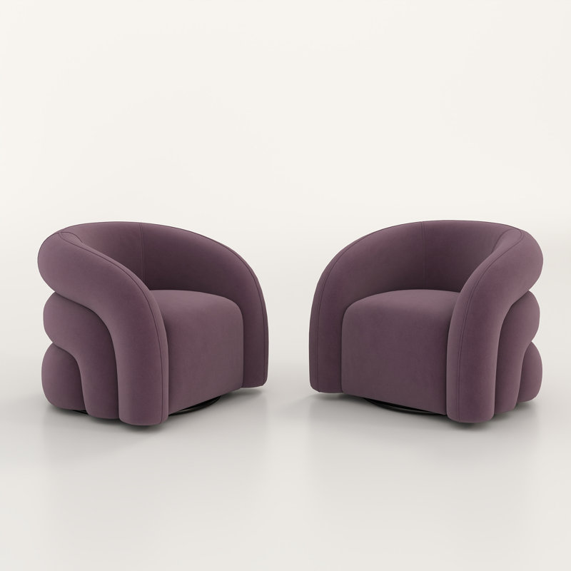 Briggette Upholstered Swivel Barrel Chair, Purple