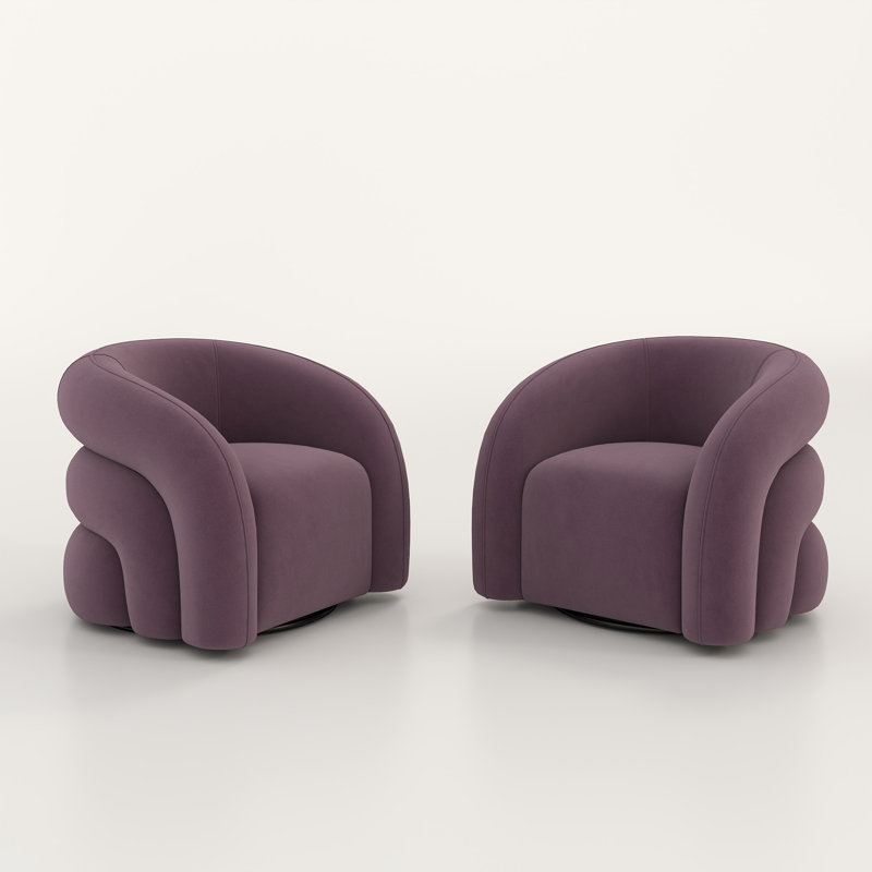 Fauteuil demi-tonneau pivotant de 34,6 po Briggette, Mauve