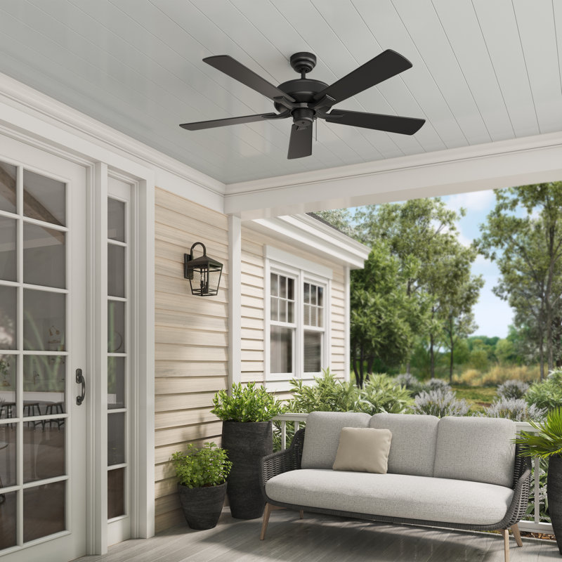 Ventilateur de plafond d'intérieur à 5 pales de 52 po Velbreeze - Noir mat, Matte Black