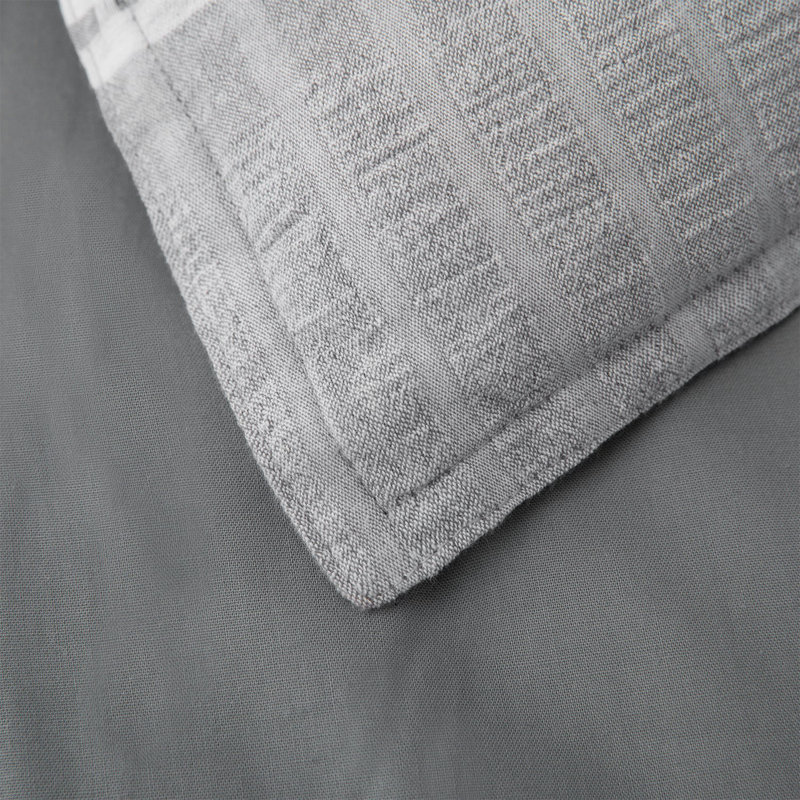 Queen Gray Cotton Waffle Weave Bedspread Cover Set
