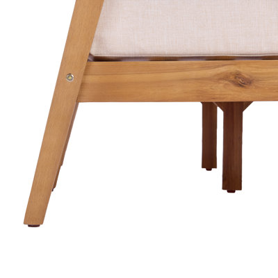 Ugarte 76.38" Wide Modern Minimalist Acacia Wood 3-Seater Outdoor Sofa with Cushions