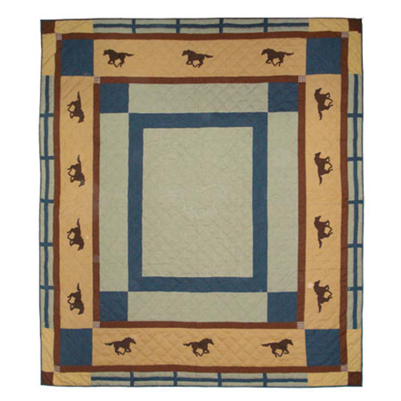 Horse Rustic Cotton Quilt