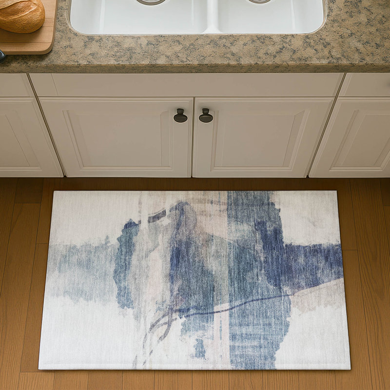 Premium Machine Washable Mayfield Abstract Rug, 1'8" x 2'6", Blue