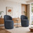 Upholstered Modern Navy Polyester Blend Barrel Swivel Side Dining Chair (Set of 2)-1380230193