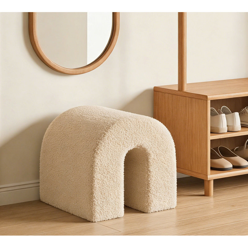 N-Shaped Accent Upholstered Ottoman, Camel