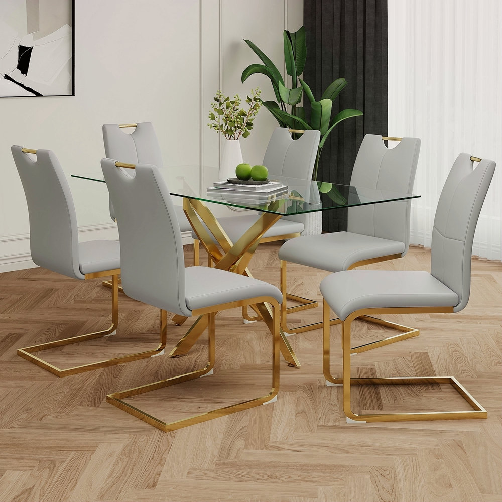 Hokku Designs Modern Dining Chairs With Faux Leather Padded Seat Dining ...