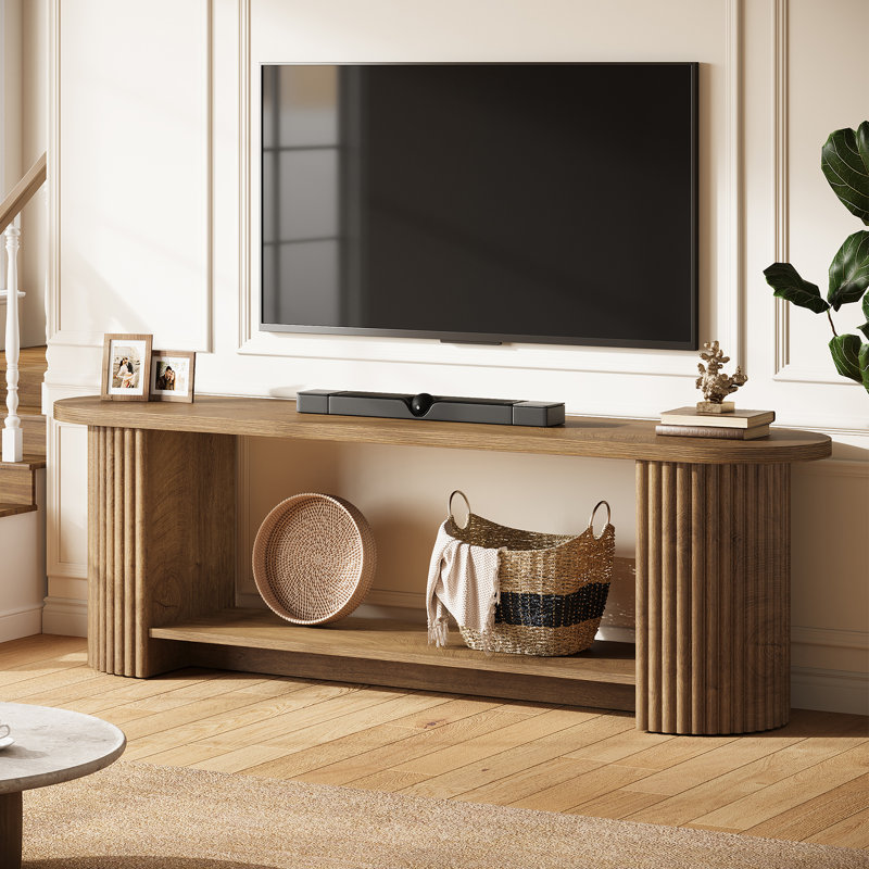 Meuble télé cannelé pour téléviseur de 65 po ou moins avec tablette de rangement Farmhouse