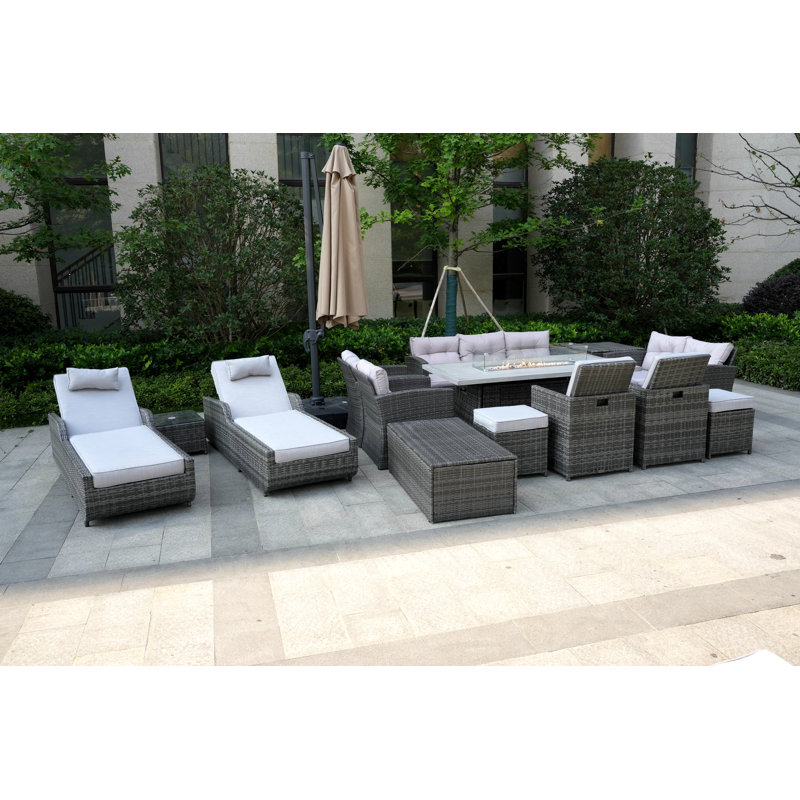 Alseepa 13 - Person Patio Conversation Set with Cushions