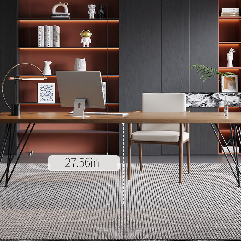 Structure géométrique en acier au carbone et bureau en bois massif, H 28,74 po x l 62,99 po x P 31,5 po