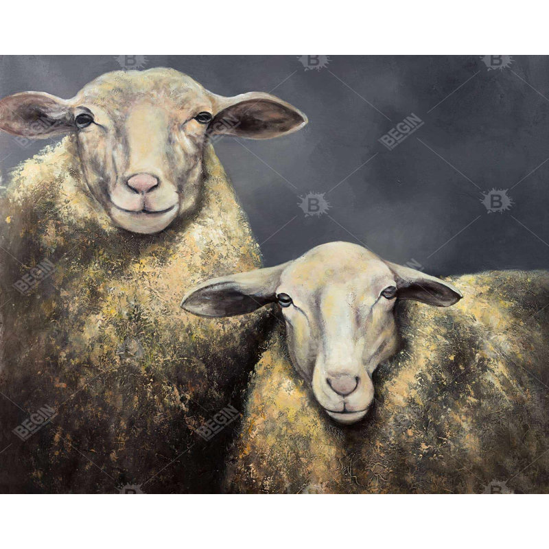 Deux moutons, reproduction sur toile