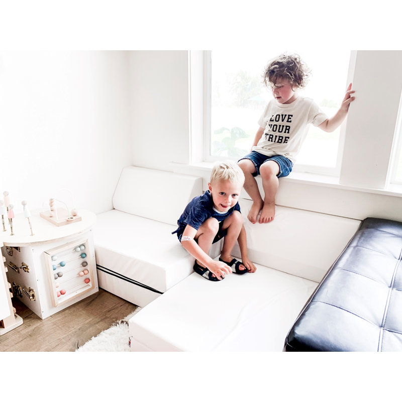 Blocksy Play Couch in White Wipeable Fabric Designed for Active and Imaginative Play, White