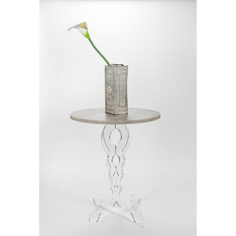 Mersin Pedestal Coffee Table, 60cm H x 50cm W x 50cm D, Grey Atrium