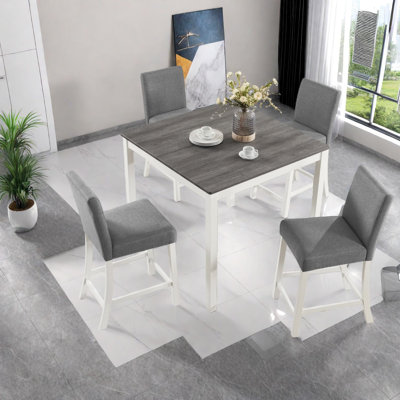 Ensembles de tables de salle à manger modernes en bois, conception peu encombrante avec finition grise et blanche pour la cuisine