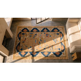 Neutral Cream Color Antique Chinese Koi Fish Medallion Peking Rug