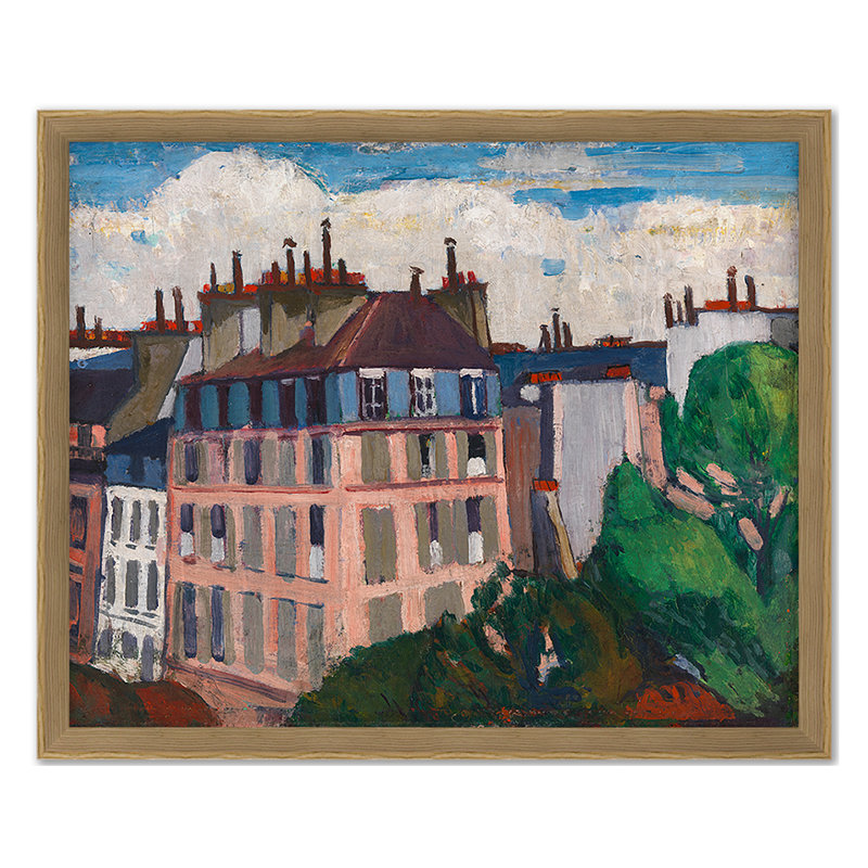 Rooftops, Paris Print by Grand Archives, 18'' H x 22'' W, Oak Single Picture Framed