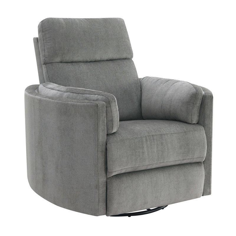 Ilyaz 40"W Upholstered Glider Recliner with Swivel, Charcoal Chenille