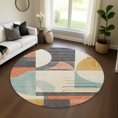 Tapis géométrique Cordeiro AMF1694 lavable à la machine de qualité supérieure
