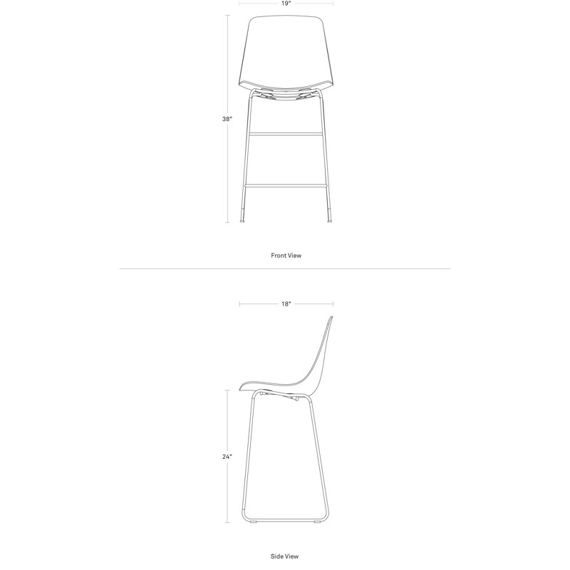 Clean Cut Counter Stool with Metal Frame, Counter Stool (24” Seat Height), Oblivion