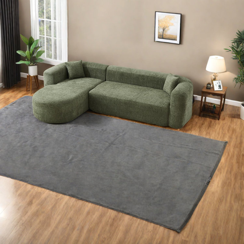 Comfortable Modern Sectionals With Green Fabric, Spacious Design For Living Room Apartment
