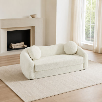 Canapé-lit inclinable convertible de 87 pouces avec base coulissante, siège profond, coussins assortis, revêtement en chenille et sièges confortables pour le salon, l’appartement, la chambre d'amis et les petits espaces