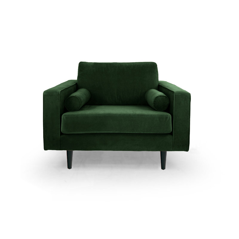 Boubacar 2 Seater Velvet Loveseat, Dark Green, Black