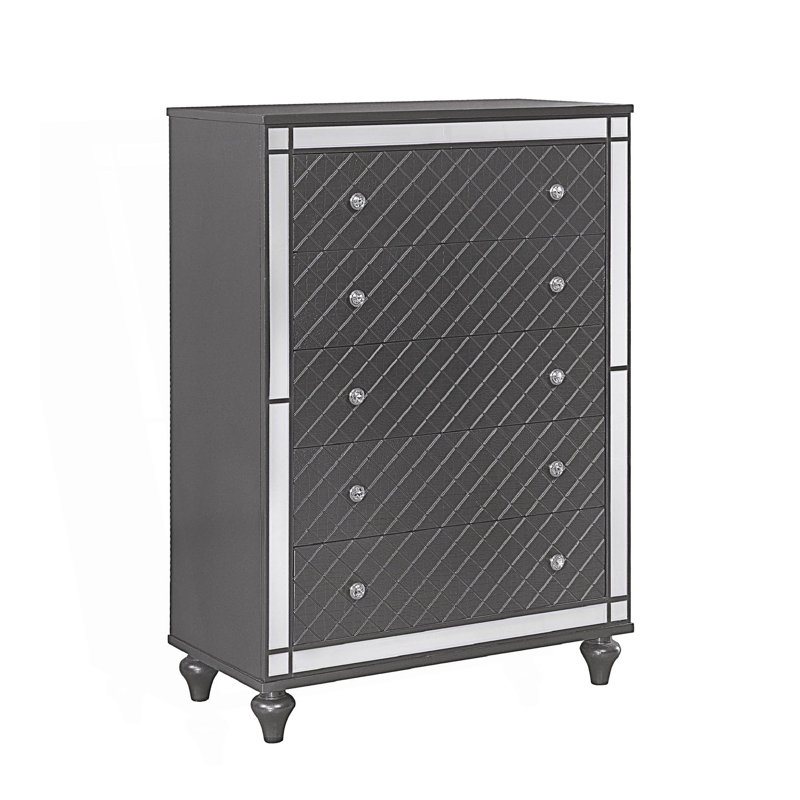Commode 5 tiroirs 1 pièce Glam