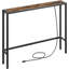 Console étroite avec station de charge - table de canapé mince pour les petits espaces, prises de courant intégrées, structure robuste en bois d'ingénierie et en métal, table d'entrée multifonctionnelle pour le salon, le couloir, le bureau-1892081460