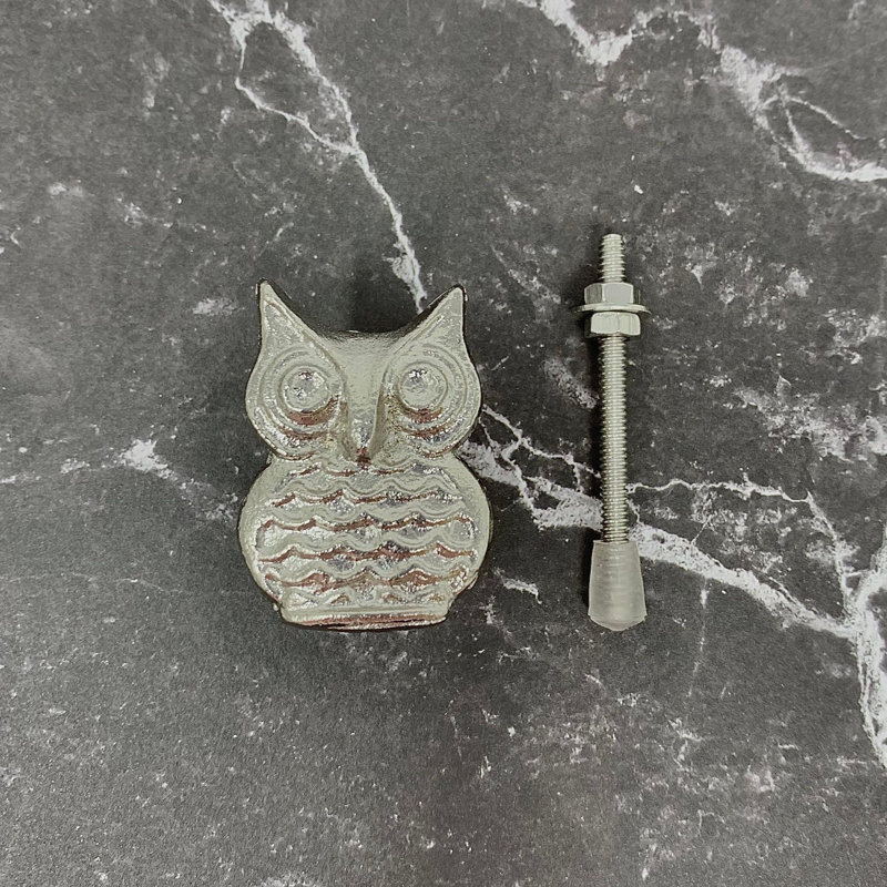 Silver Screech Owl Cabinet Knob