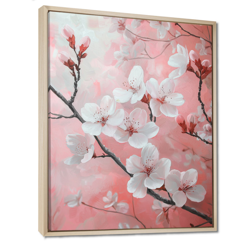 Harrold - Art mural floral, H 20 po x l 12 po, Impression encadrée flottante, Crème, crème