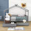Lit en bois en forme de maison-88580467-88580466