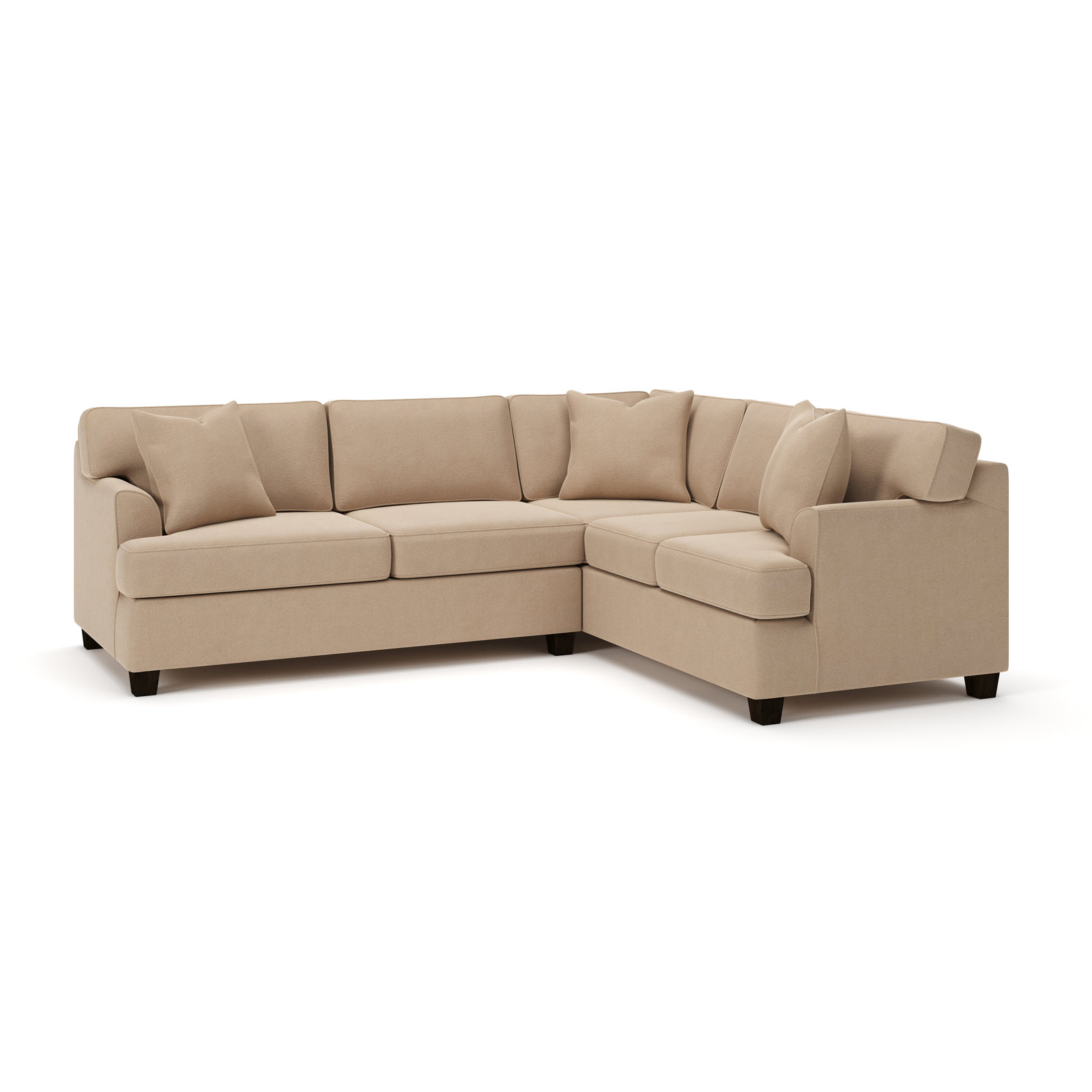 Conradina Upholstered L-Sectional, Bella Toast Performance Velvet, Right Hand Facing