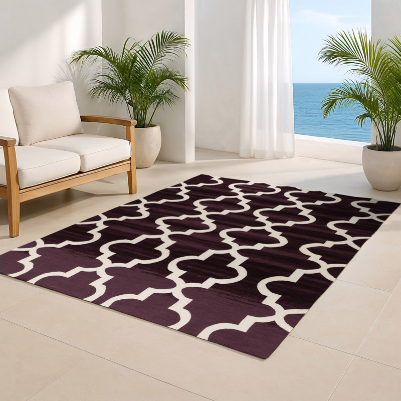 Trellis Brown Indoor and Outdoor Area Rug, Rectangle 2' x 3'