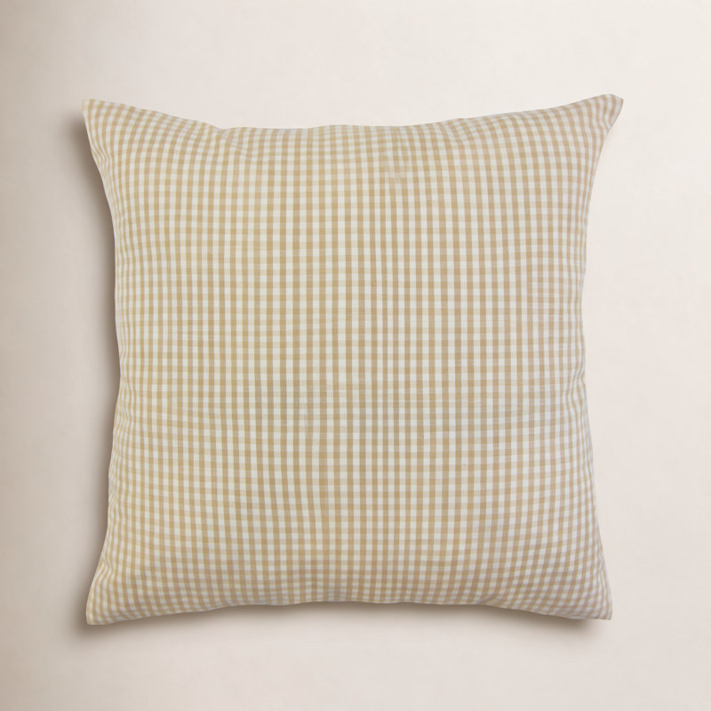 Henriette Plaid Cotton Reversible Throw Pillow, Honey, 20" H x 20" W