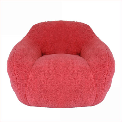 Bean Bag Chair for Adults – Spacious Memory Foam Beanbag with Armrests | Teddy | Rose Red