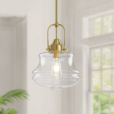 Luminaire suspendu en verre 1 lumière Farmhouse Schoolhouse pour îlot de cuisine ou salle à manger 