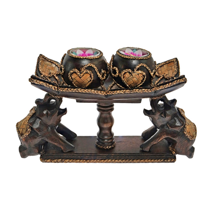Porte-bougie éléphant en bois 10 po x 2,5 po AeraVida