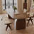 Nut-brown Oval Solid Wood Dining Table-1565034594