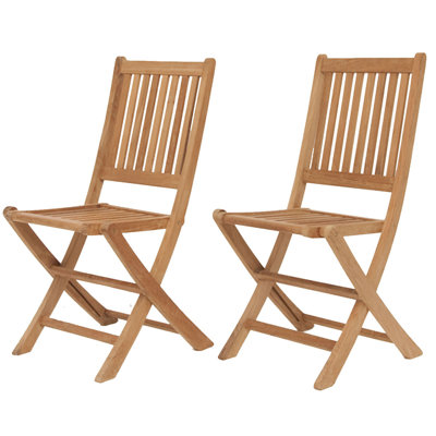 Chaise d'appoint de patio pliante en teck Caius